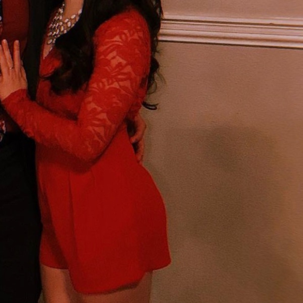 Red Lace Romper - Picture 3 of 4